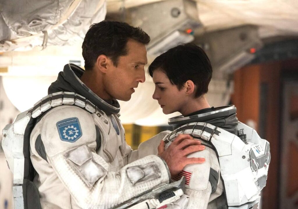 INTERSTELLAR 2014 Warner Bros film with Anne Hathaway and Matthew McConaughey